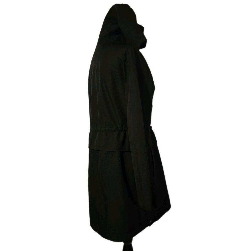 Sam Edelman Women’s Hooded Raincoat Jacket Black Long Sleeve Sz Small - Picture 4 of 9